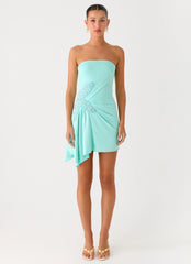 Ocean Dream Strapless Mini Dress - Turquoise