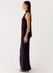 Velvet Vacation Scarf Maxi Dress - Black