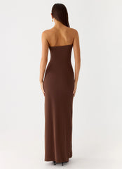 Belisse Beaded Mesh Maxi Dress - Chocolate