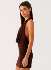 Saffron Skies Mini Dress - Chocolate