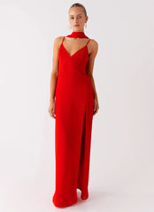 Yorke Scarf Maxi Dress - Raspberry Red
