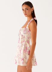 Rosalie Halter Mini Dress - Vintage Pink Floral