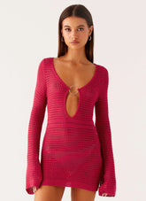 Sunriser Crochet Mini Dress - Pink