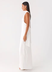 Alicia Satin Halter Maxi Dress - White