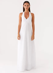 Heavy Hearted Linen Maxi Dress - White