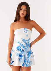 Mario Mini Dress - Blue Floral Print