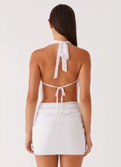 Elysia Chiffon Mini Dress - White