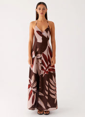 Autumn Linen Maxi Dress - Cinnamon Palm