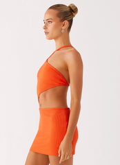 Riano Cut Out Mini Dress - Fire Orange
