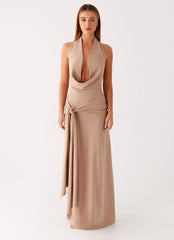 Rowan Ray Cowl Maxi Dress - Light Taupe