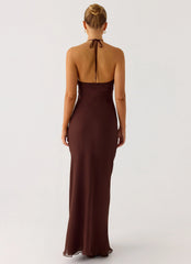 Harlyn Halter Maxi Dress - Chocolate