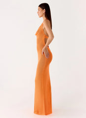 Delfina Cowl Knit Maxi Dress - Orange
