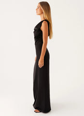 Heart Of Glass Satin Maxi Dress - Black