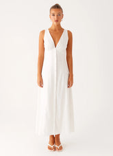 Tamsin Linen Maxi Dress - White