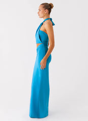 Chiquita Halter Maxi Dress - Turquoise Blue