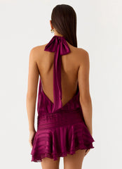 Willow Chiffon Mini Dress - Plum
