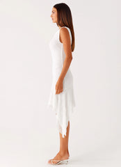 Rylee One Shoulder Midi Dress - White