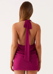 Eleanora Plunge Mini Dress - Violetta