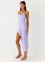 Sunmi Asymmetric Cowl Midi Dress - Lavender