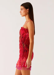 Refresh Me Chiffon Mini Dress - Peach Watermelon Flower