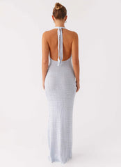 Novalee Flower Crochet Maxi Dress - Blue