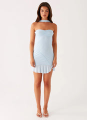 Pari Open Back Mini Dress - Pastel Blue