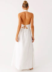 Figaro Halter Maxi Dress - White