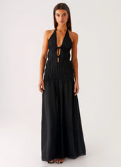 Dione Halter Maxi Dress - Black