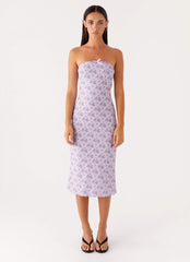 Keila Strapless Midi Dress - Lavender Meadow
