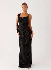 Purely Maxi Dress - Black Polka Dot