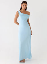 Palm Royal Maxi Dress - Ice Blue