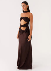 Alaine Scarf Maxi Dress - Dark Chocolate