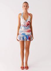 Starlit Night Mini Dress - Deep Sea Bloom