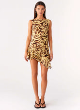 Maris Asymmetrical Mini Dress - Laguna Print