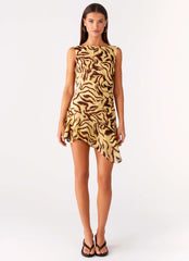 Maris Asymmetrical Mini Dress - Laguna Print