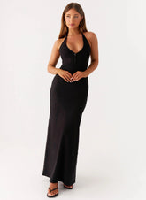 Yaselle Button Front Maxi Dress - Black