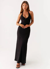Yaselle Button Front Maxi Dress - Black