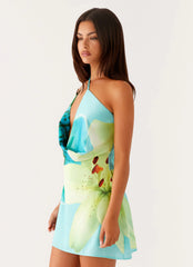 Aiva Mini Dress - Turquoise Floral
