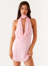 Chantal Backless Scarf Mini Dress - Pink