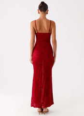 Rosa Corset Maxi Dress - Red