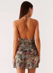 Wineweather Cowl Mini Dress - Vintage Blossom