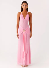 Miyah Halter Hardware Maxi Dress - Baby Pink