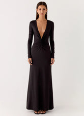Palm Haze Maxi Dress - Black