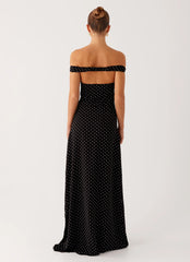 Melany Maxi Dress - Black Polka Dot