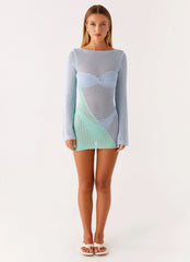 Estie Long Sleeve Crochet Mini Dress - Multi