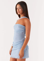 Misty Mesh Mini Dress - Pale Blue