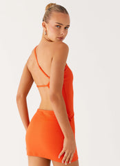 Riano Cut Out Mini Dress - Fire Orange