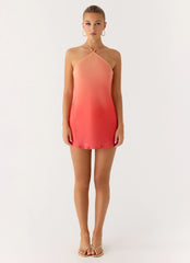 Palm Sugar Beaded Mini Dress - Sunset Ombre