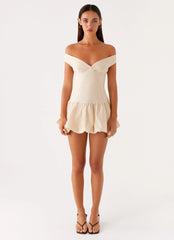 Endless Romance Off Shoulder Mini Dress - Butter