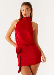 Birdie Halterneck Mini Dress - Red